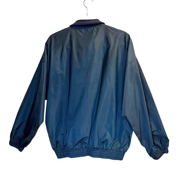 Jerzees Plaid Windbreaker Jacket Quarter Zip Pullover Nylon Size L Blue Green - Picture 10 of 10